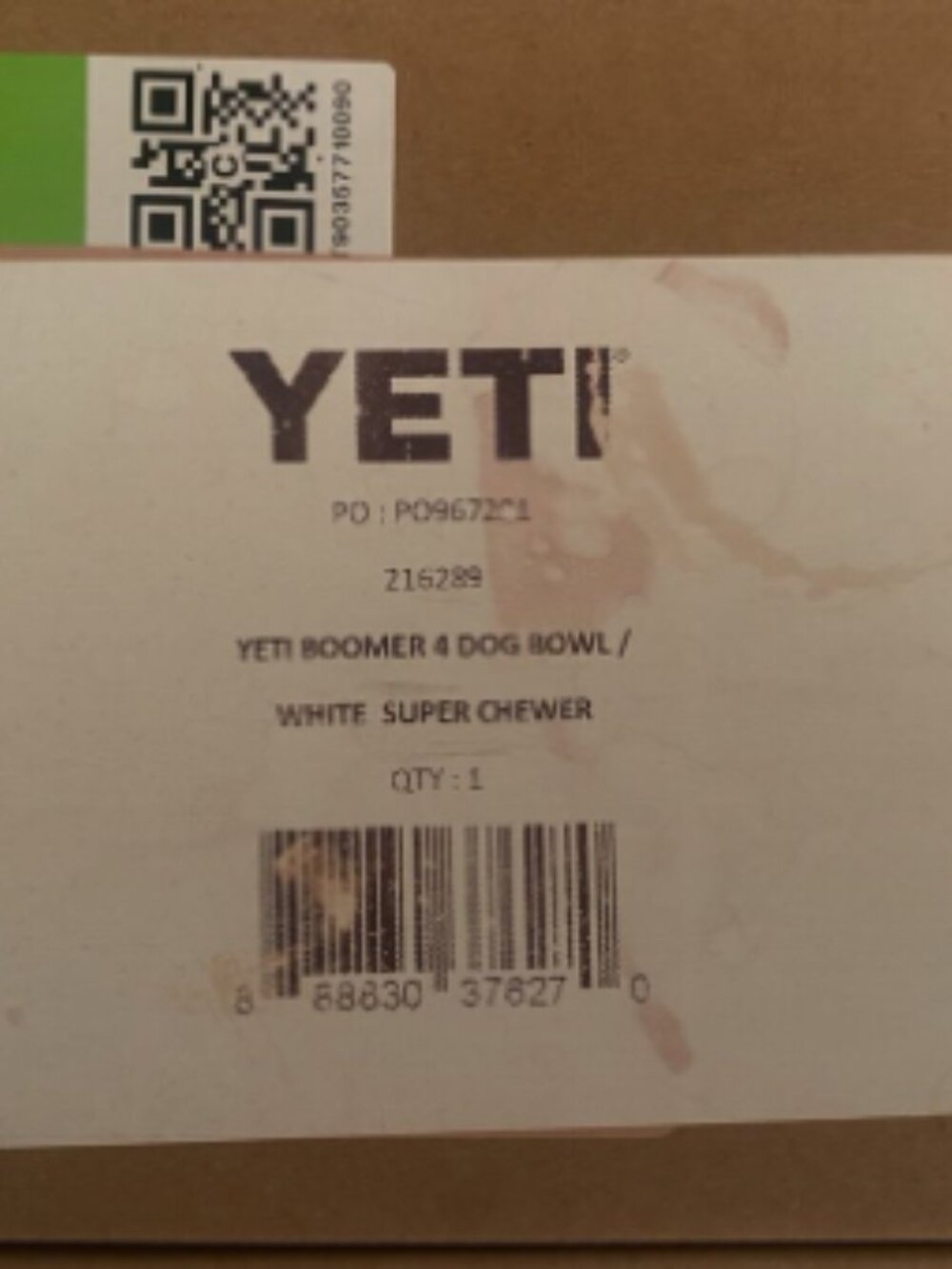 YETI Boomer 4 Non-Slip Stainless Steel Dog Bowl 32 oz White BARK